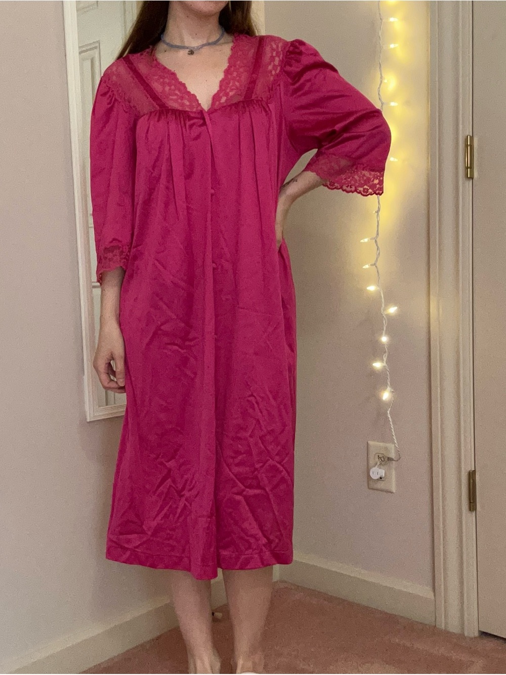 Vintage Pink and Lace Nightgown